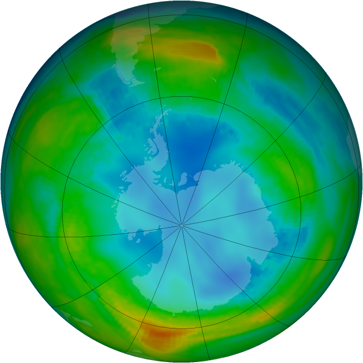 Antarctic ozone map for 04 August 1987